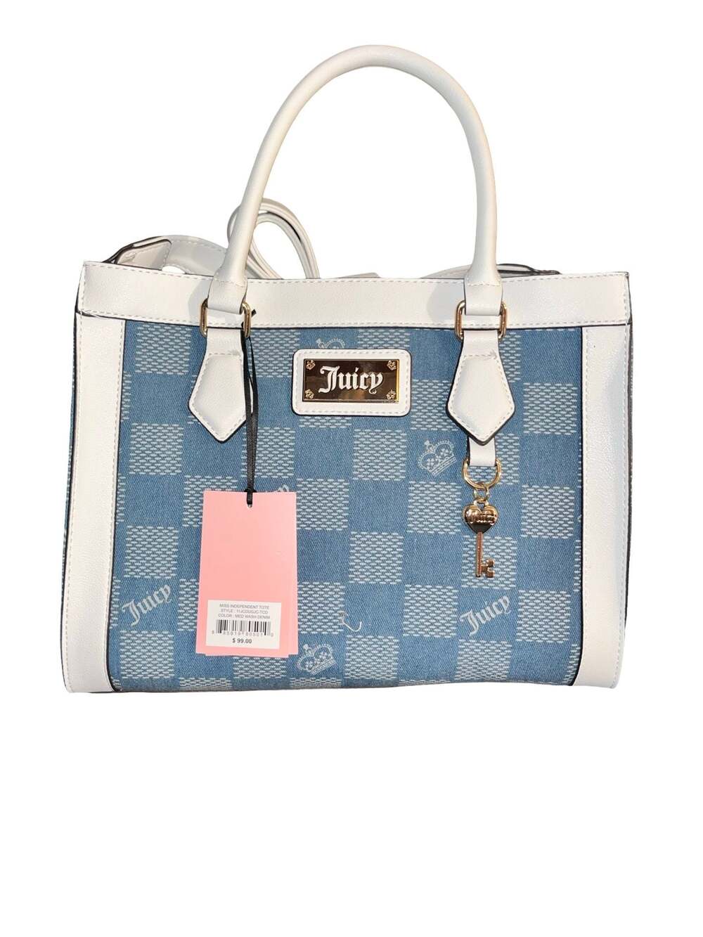 Juicy Couture Miss Independent Denim Tote Bag in Medium Wash - Picture 7 of 8